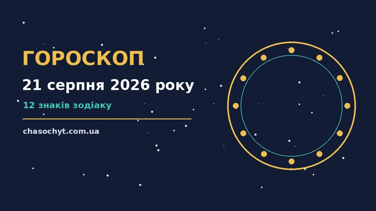 Щоденний гороскоп на 21 серпня 2026 року: енергія дня, підказки та корисні звички
